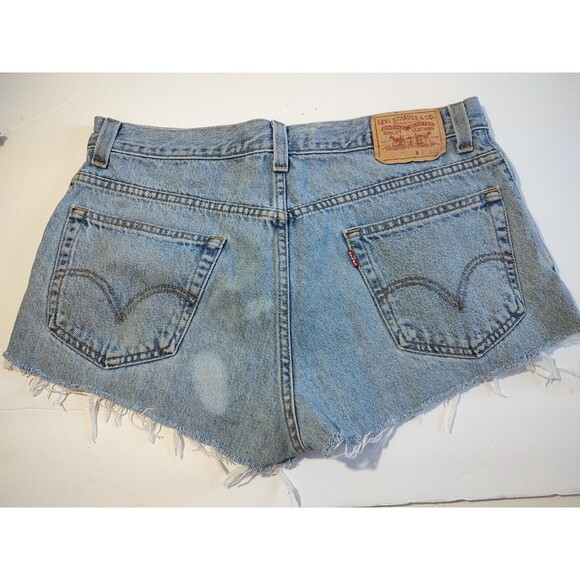 Denim Levi  Cutoff HOT PANTS SHORT Shorts  Frayed Hippie Distressed Large VTG 36 - Picture 7 of 10